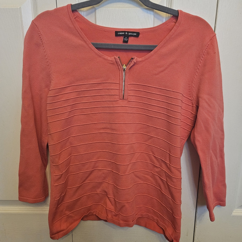 Cable & Gauge Coral Ribbed Long Sleeve Tee